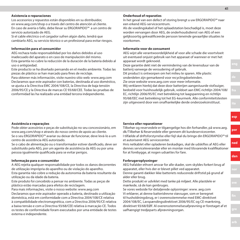 AEG AG3011 User Manual | Page 41 / 48