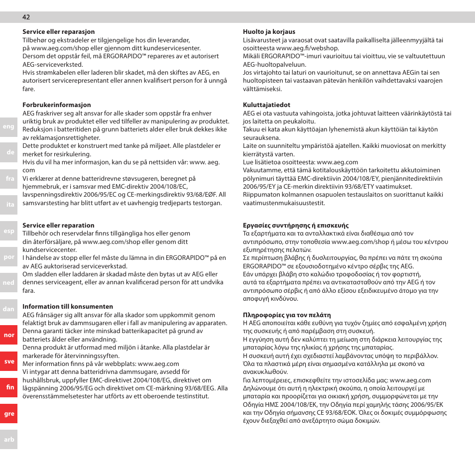 AEG AG3011 User Manual | Page 42 / 48