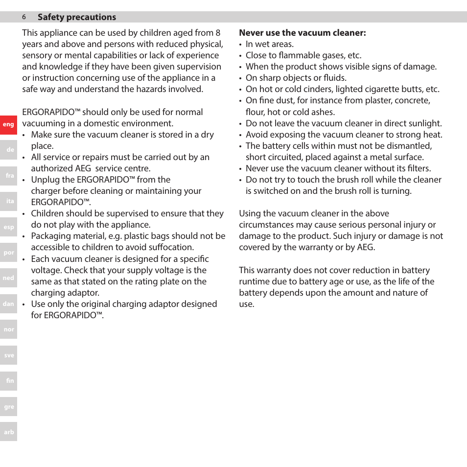 AEG AG3011 User Manual | Page 6 / 48