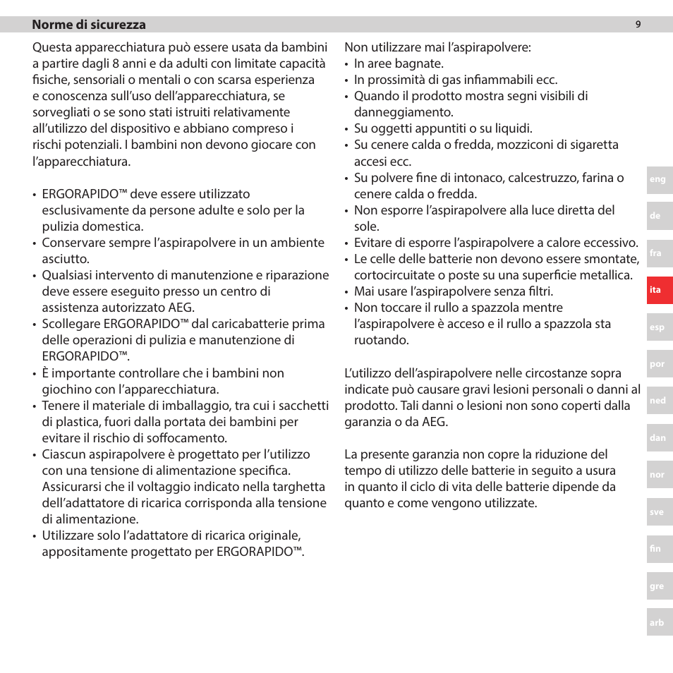 AEG AG3011 User Manual | Page 9 / 48