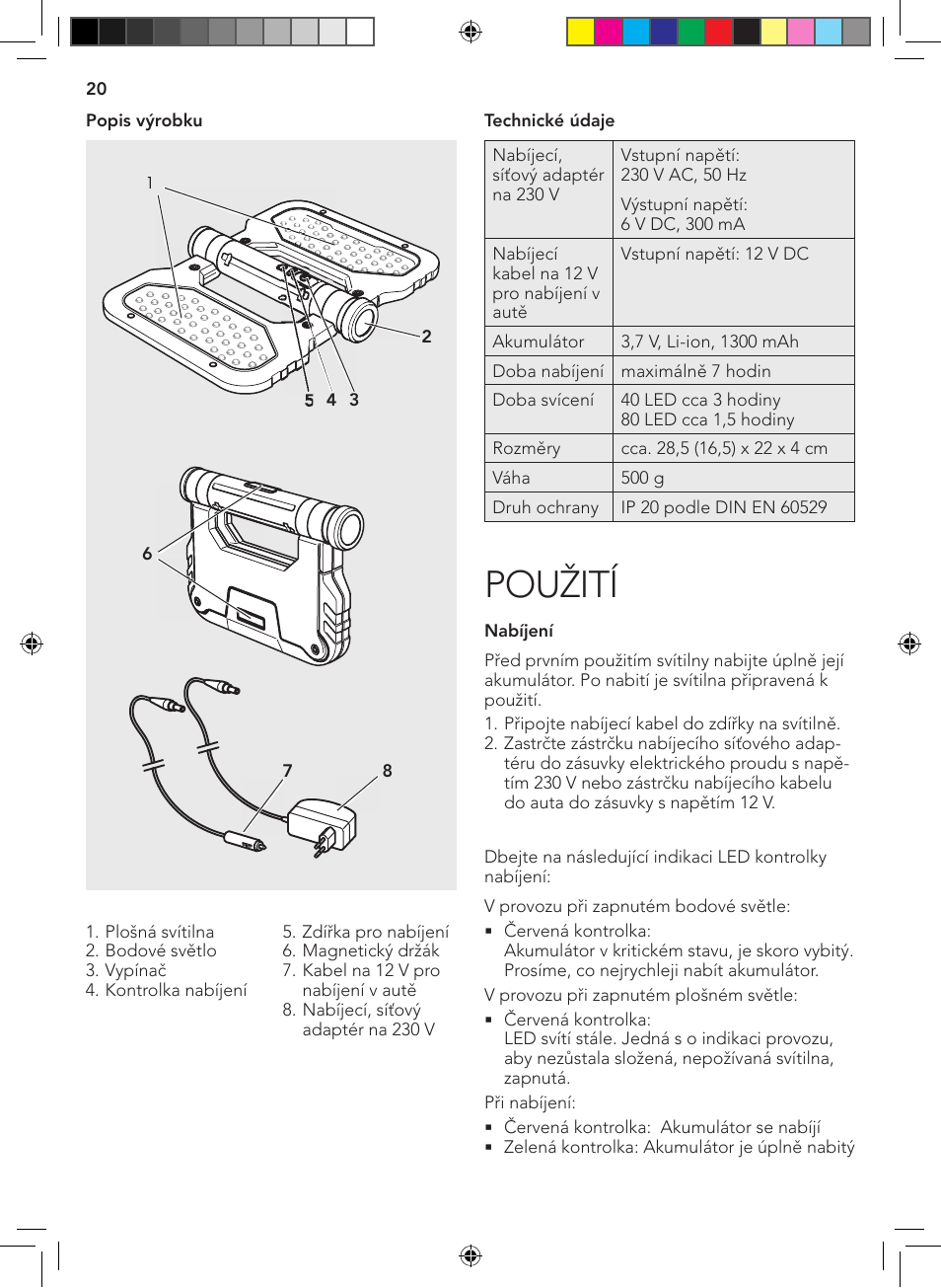 Použití | AEG Surface light FL 80 User Manual | Page 20 / 26