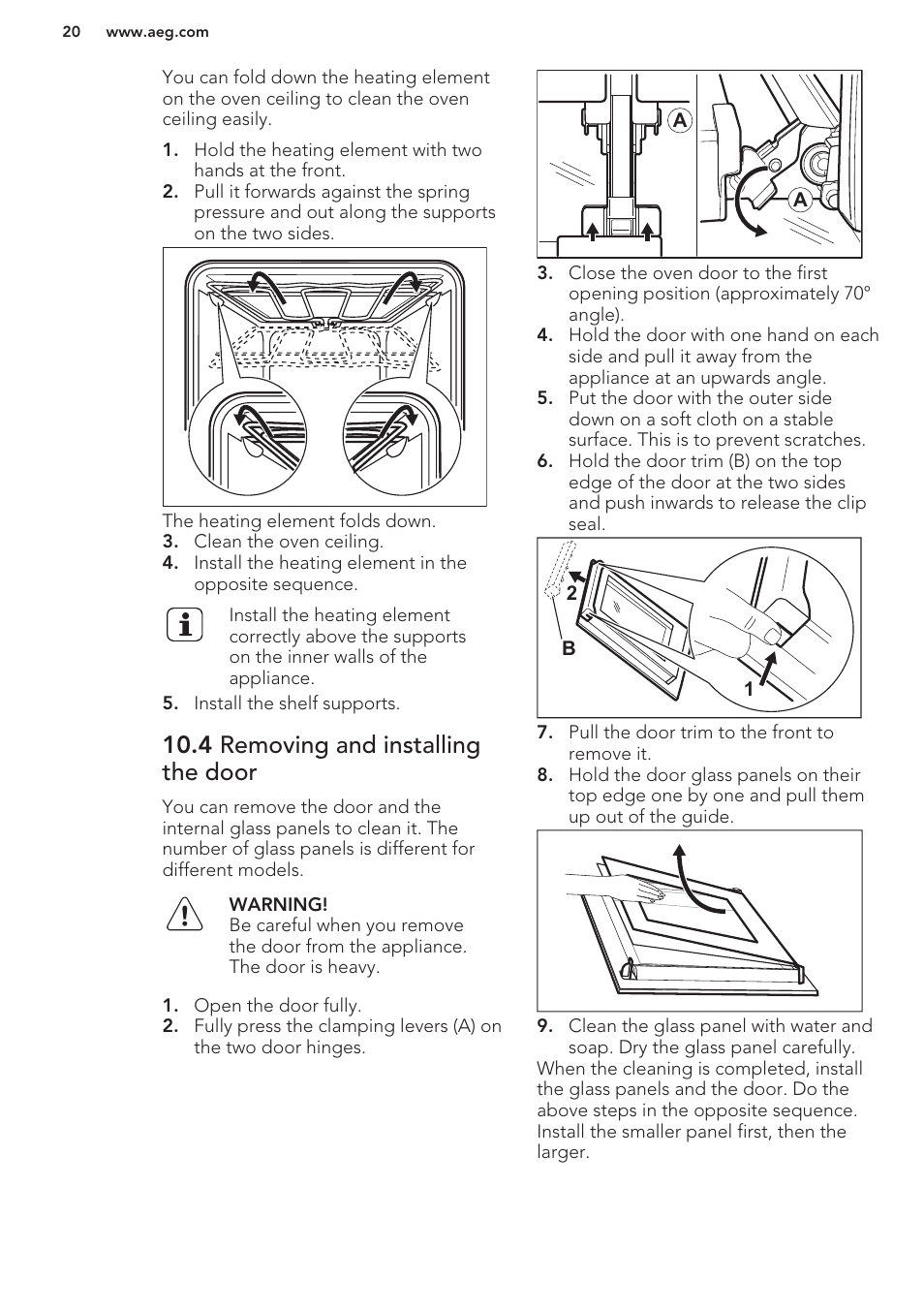 4 removing and installing the door | AEG BP5304001M User Manual | Page 20 / 24