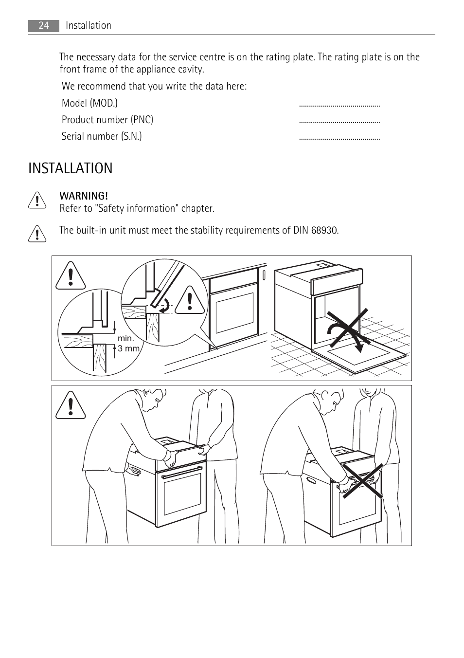 Installation | AEG BP8715001M User Manual | Page 24 / 32