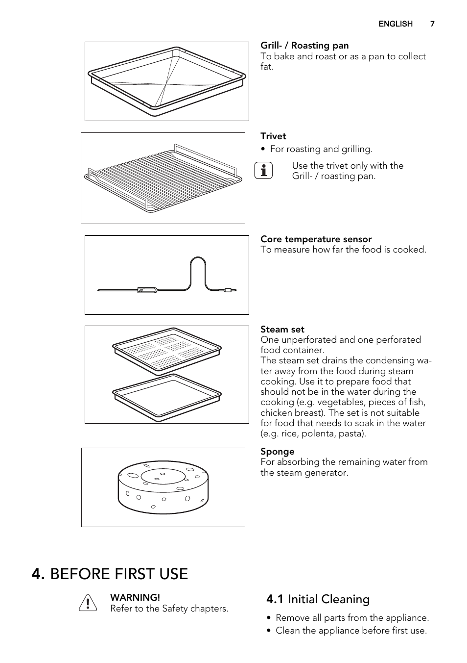 Before first use, 1 initial cleaning | AEG BY9314001M User Manual | Page 7 / 52
