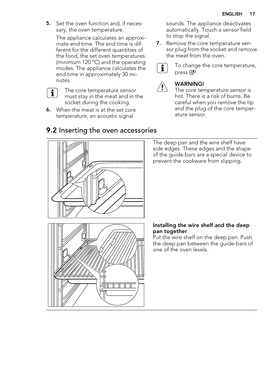 2 inserting the oven accessories | AEG BS7304021M User Manual | Page 17 / 52