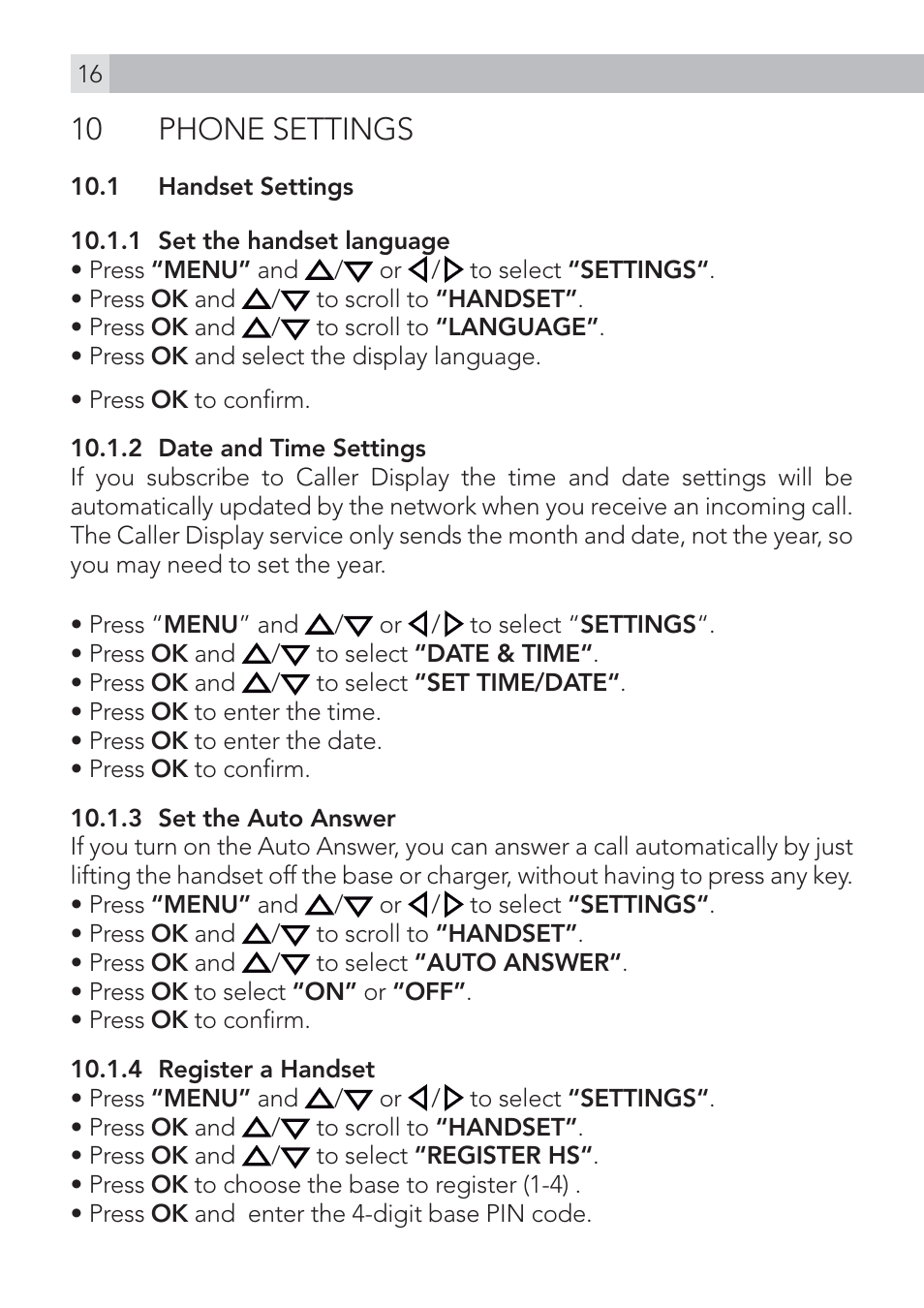 10 phone settings | AEG Voxtel D575 User Manual | Page 16 / 136
