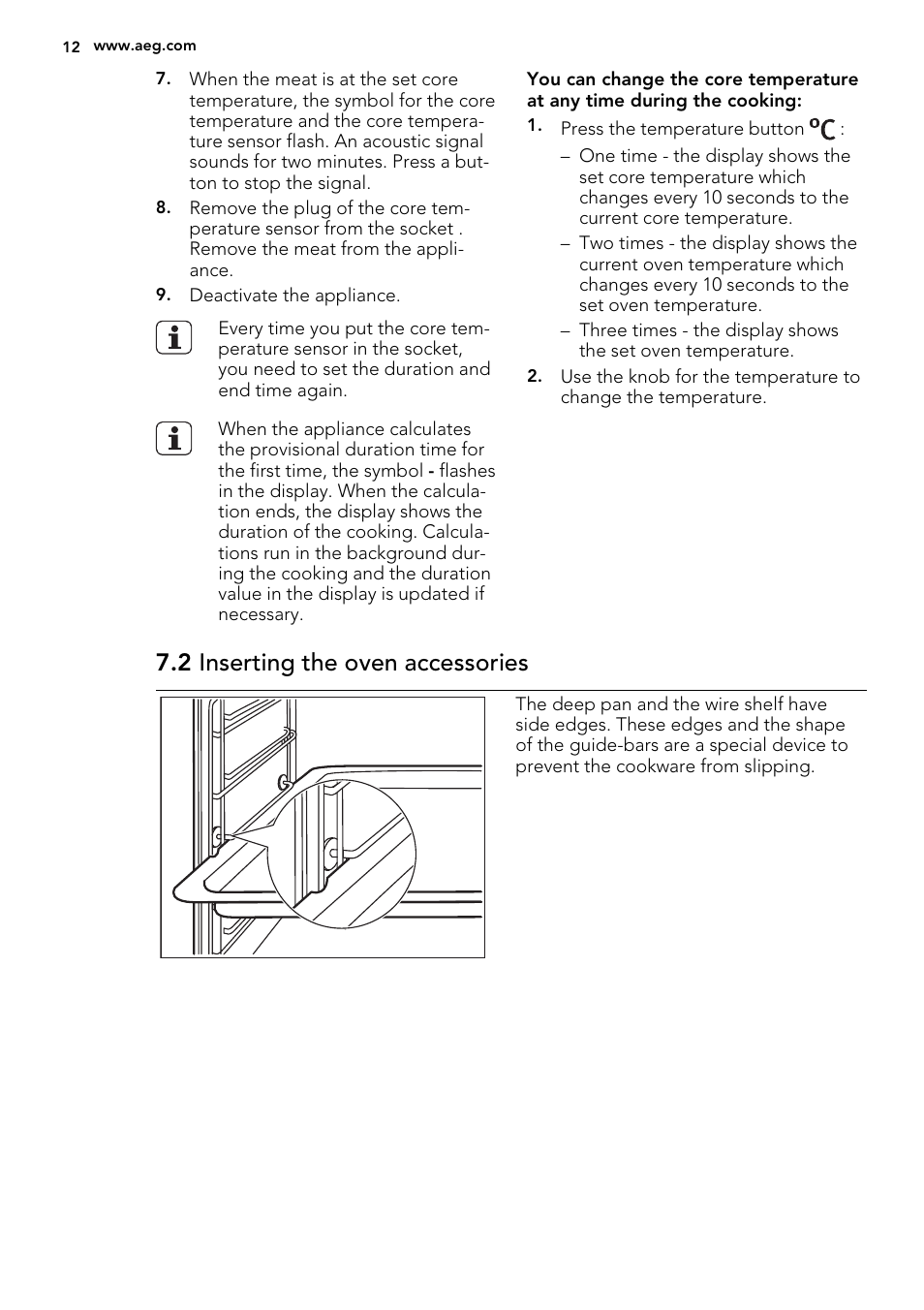 2 inserting the oven accessories | AEG BP7304021M User Manual | Page 12 / 40