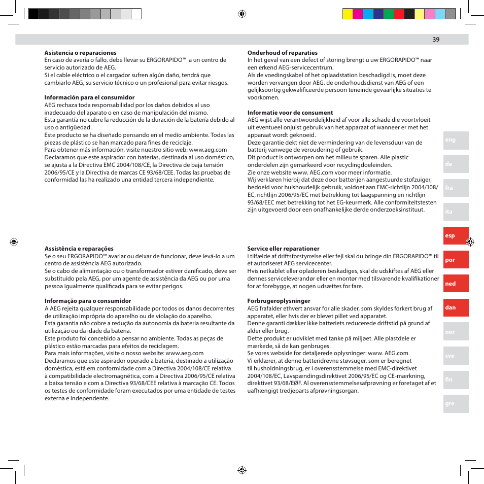 AEG AG3002 User Manual | Page 39 / 44
