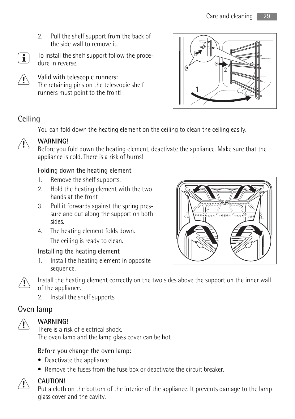 Ceiling, Oven lamp | AEG BS9314001M User Manual | Page 29 / 40