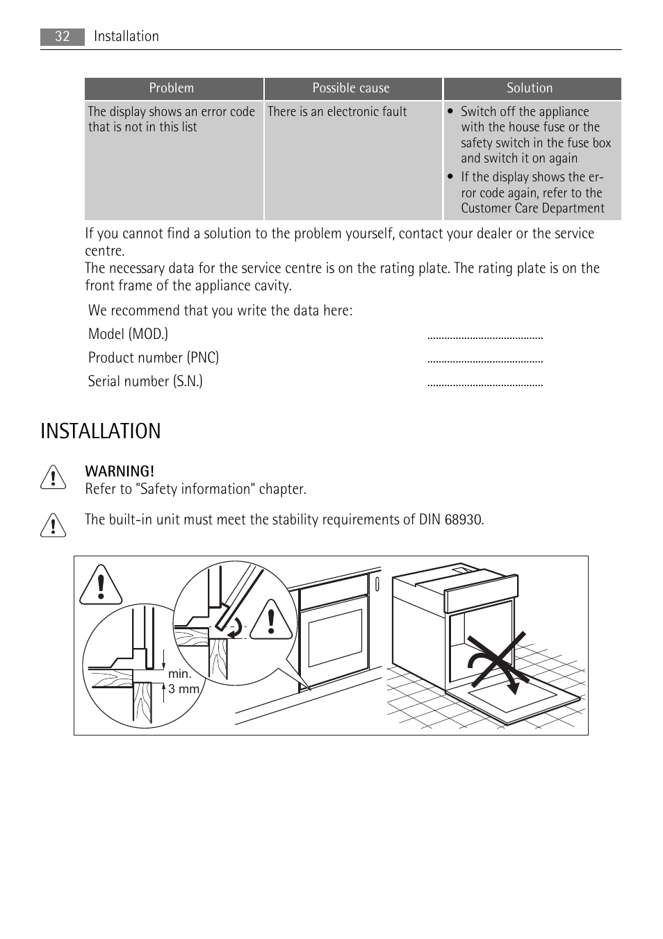 Installation | AEG BS9314001M User Manual | Page 32 / 40