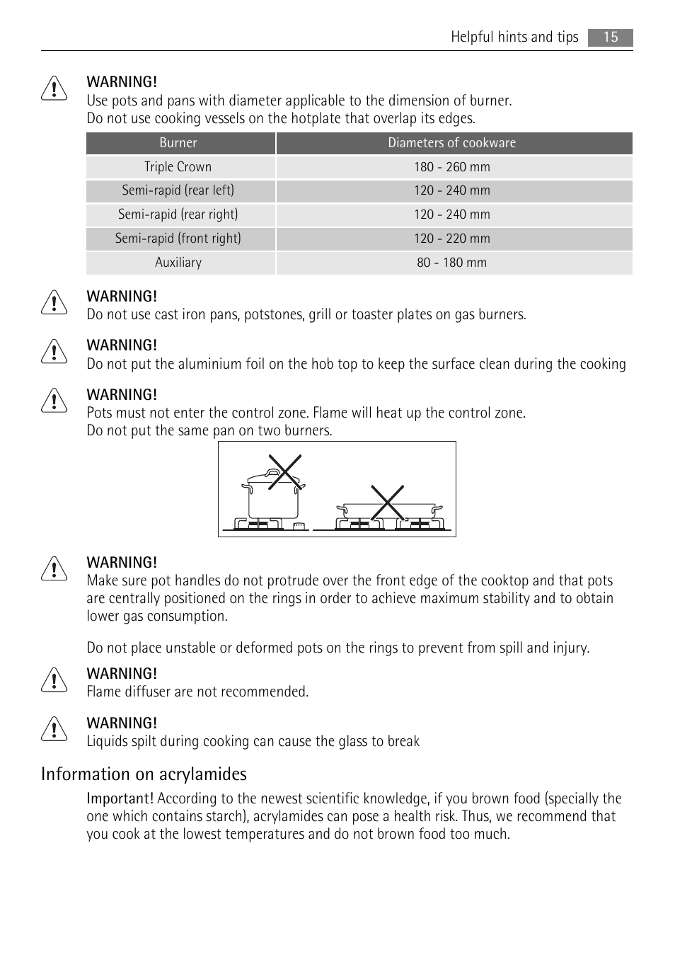 Information on acrylamides | AEG HG654320NM User Manual | Page 15 / 24