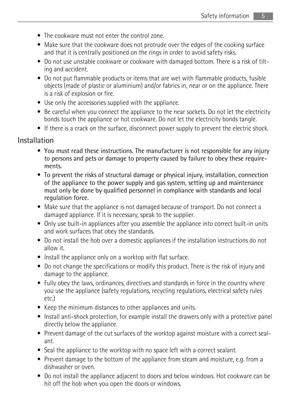 Installation | AEG HG654320NM User Manual | Page 5 / 24