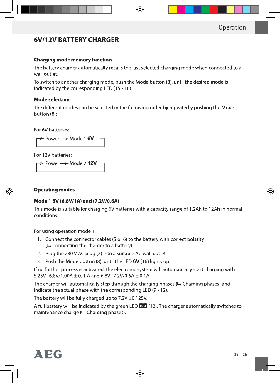 Operation | AEG Charging Unit LP Plus User Manual | Page 24 / 87