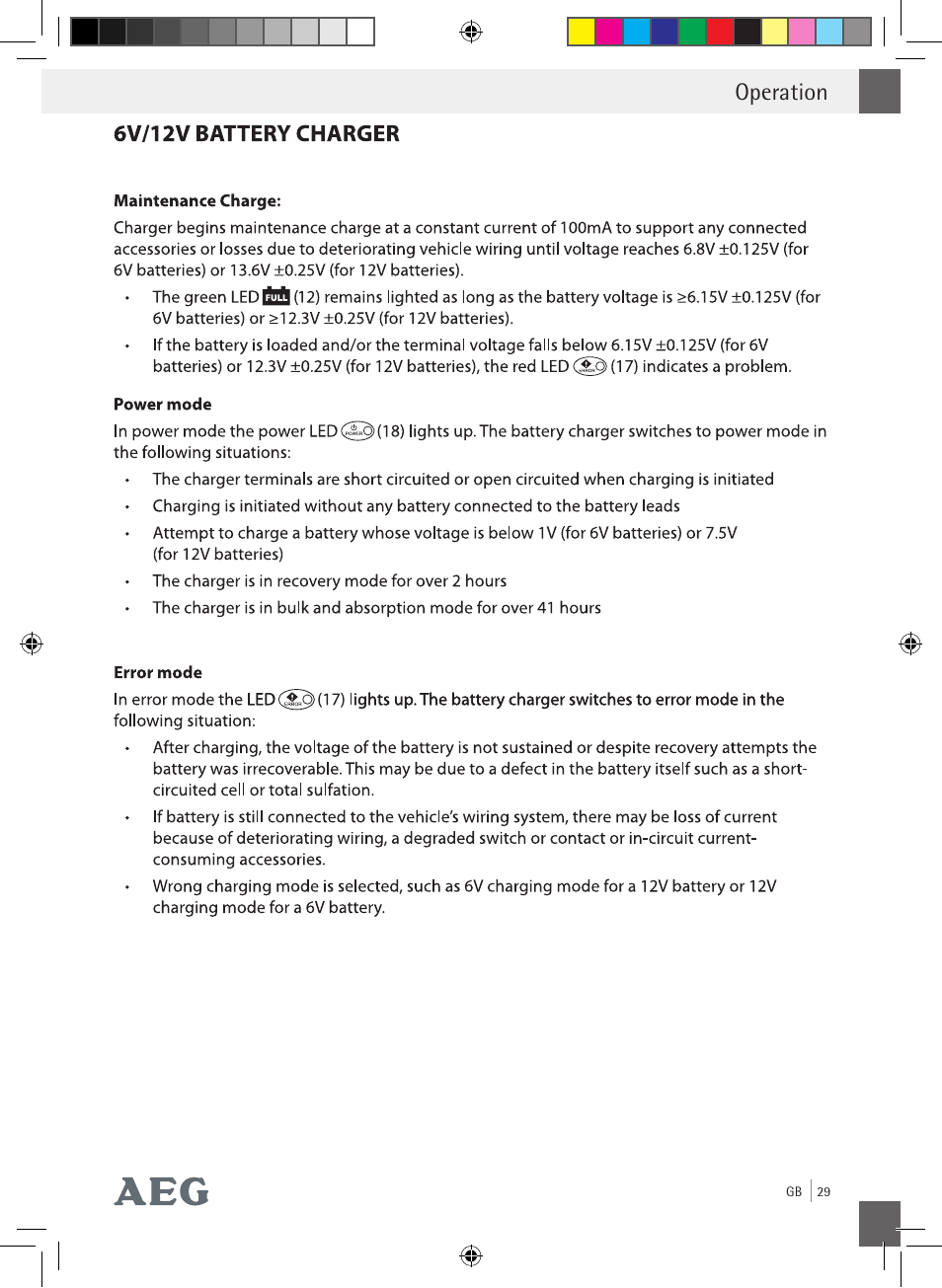 Operation | AEG Charging Unit LP Plus User Manual | Page 28 / 87