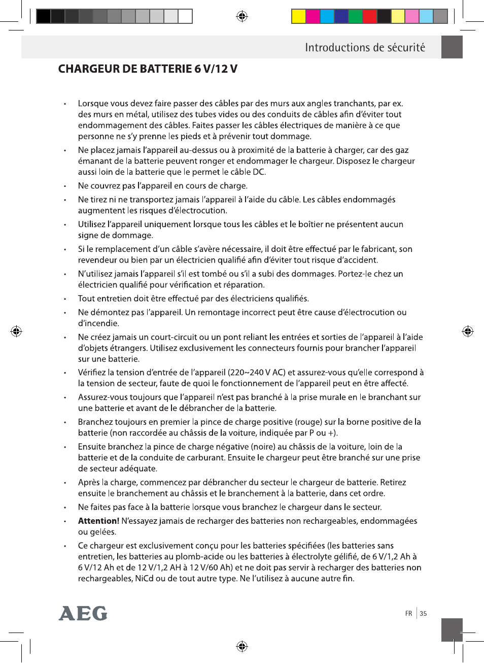 Introductions de sécurité | AEG Charging Unit LP Plus User Manual | Page 34 / 87