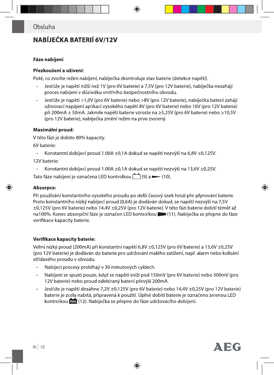Obsluha | AEG Charging Unit LP Plus User Manual | Page 69 / 87