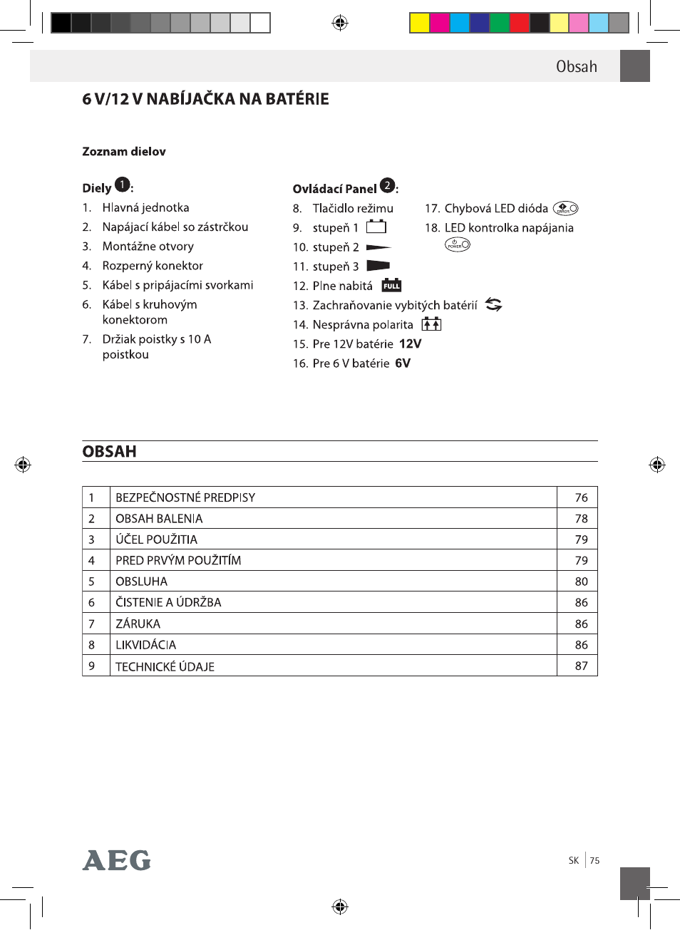 AEG Charging Unit LP Plus User Manual | Page 74 / 87