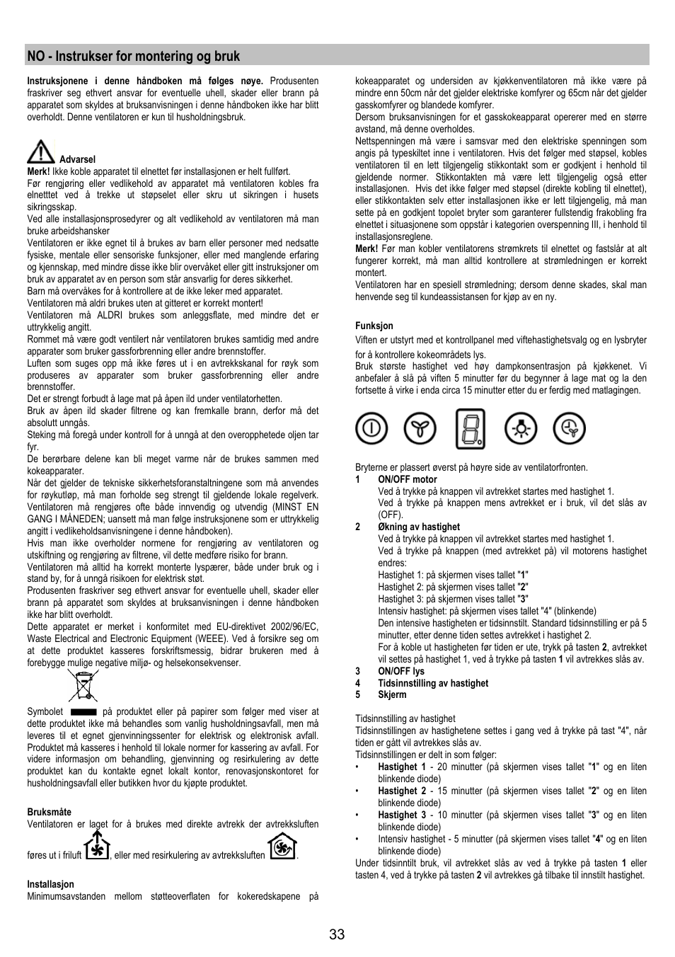 No - instrukser for montering og bruk | AEG X79283MG0 User Manual | Page 33 / 72