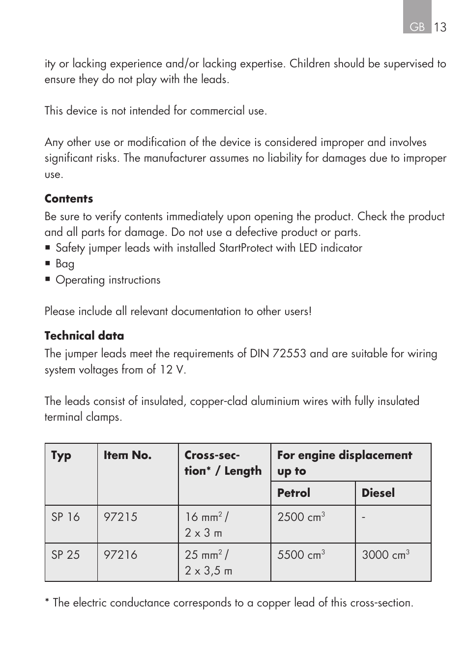 AEG Safety Jumper Leads SP 25 User Manual | Page 13 / 58
