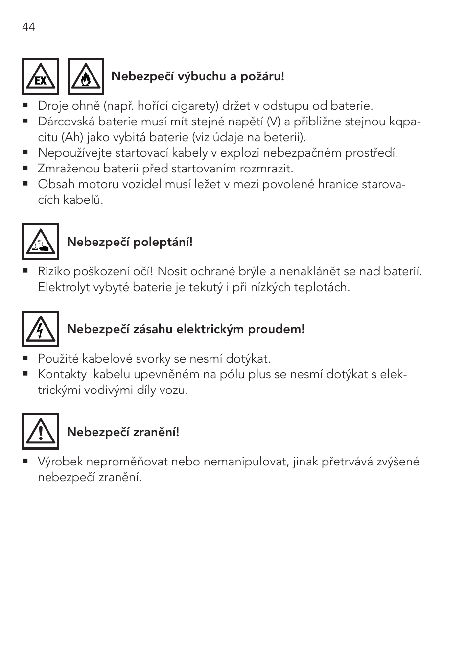 AEG Safety Jumper Leads SP 25 User Manual | Page 44 / 58
