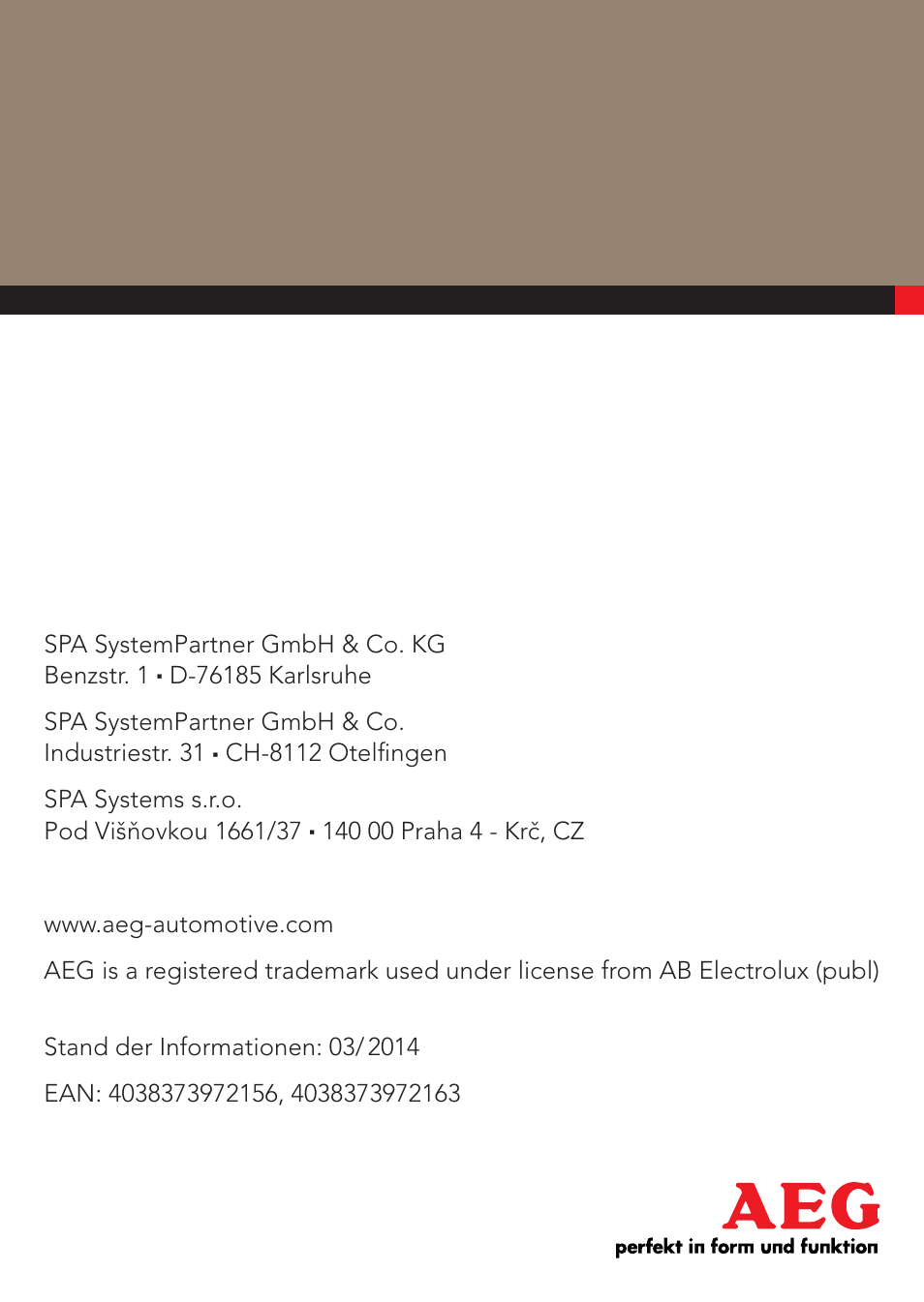 AEG Safety Jumper Leads SP 25 User Manual | Page 58 / 58
