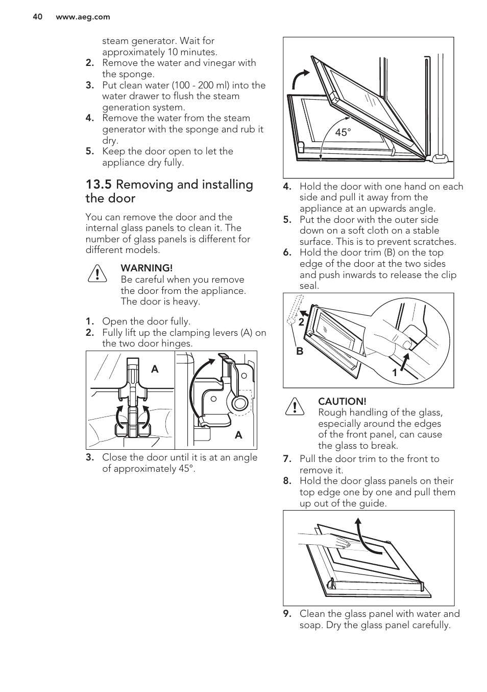 5 removing and installing the door | AEG KS8100001M User Manual | Page 40 / 48