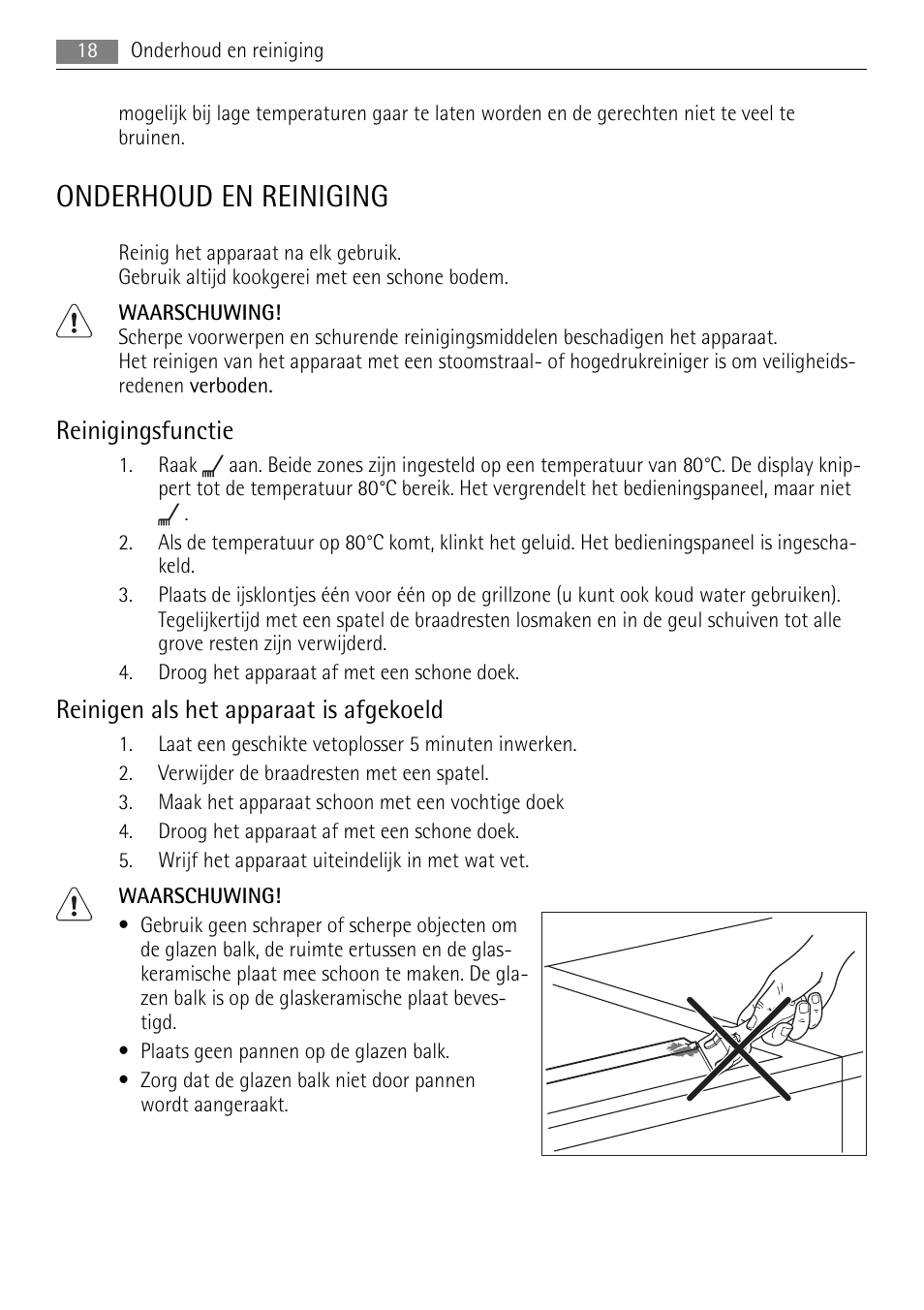 Onderhoud en reiniging, Reinigingsfunctie, Reinigen als het apparaat is afgekoeld | AEG HC411520GB User Manual | Page 18 / 76