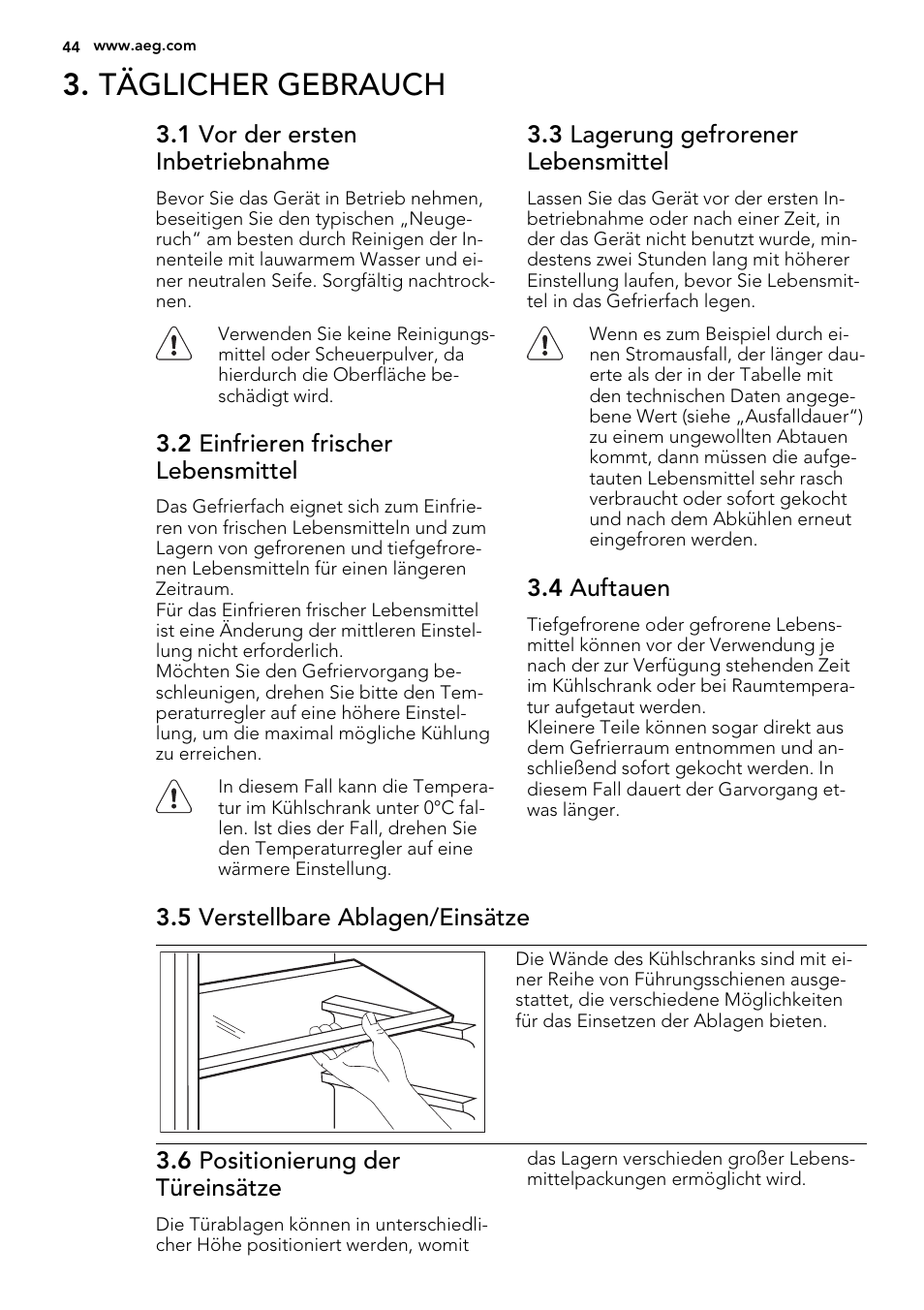 Täglicher gebrauch | AEG SKS51000S0 User Manual | Page 44 / 56