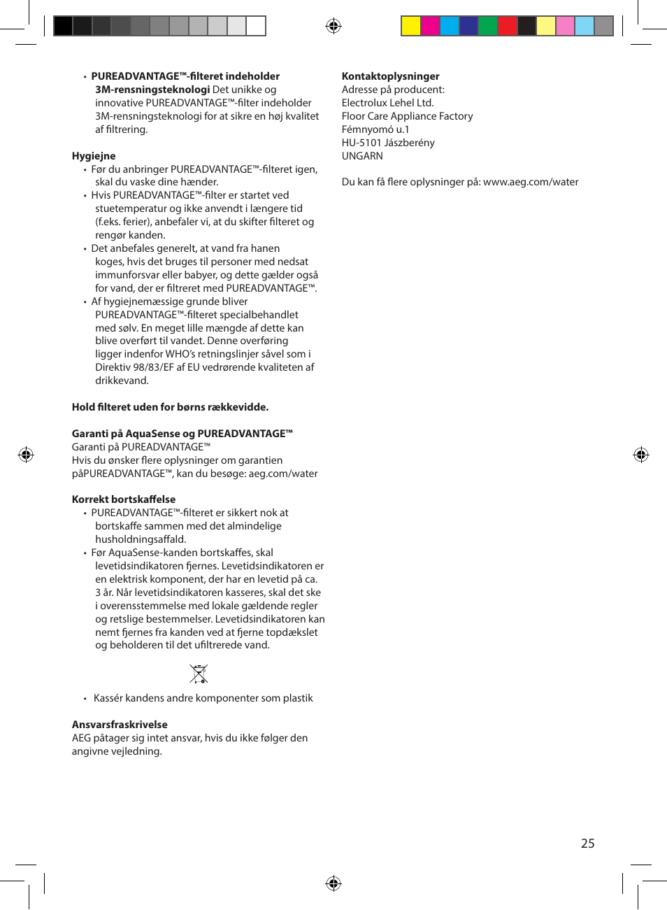 AEG AquaSense AWFLJL3 User Manual | Page 25 / 30