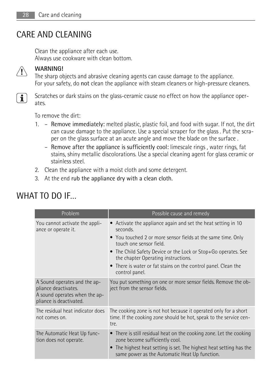 Care and cleaning, What to do if | AEG HC652600EB User Manual | Page 28 / 76