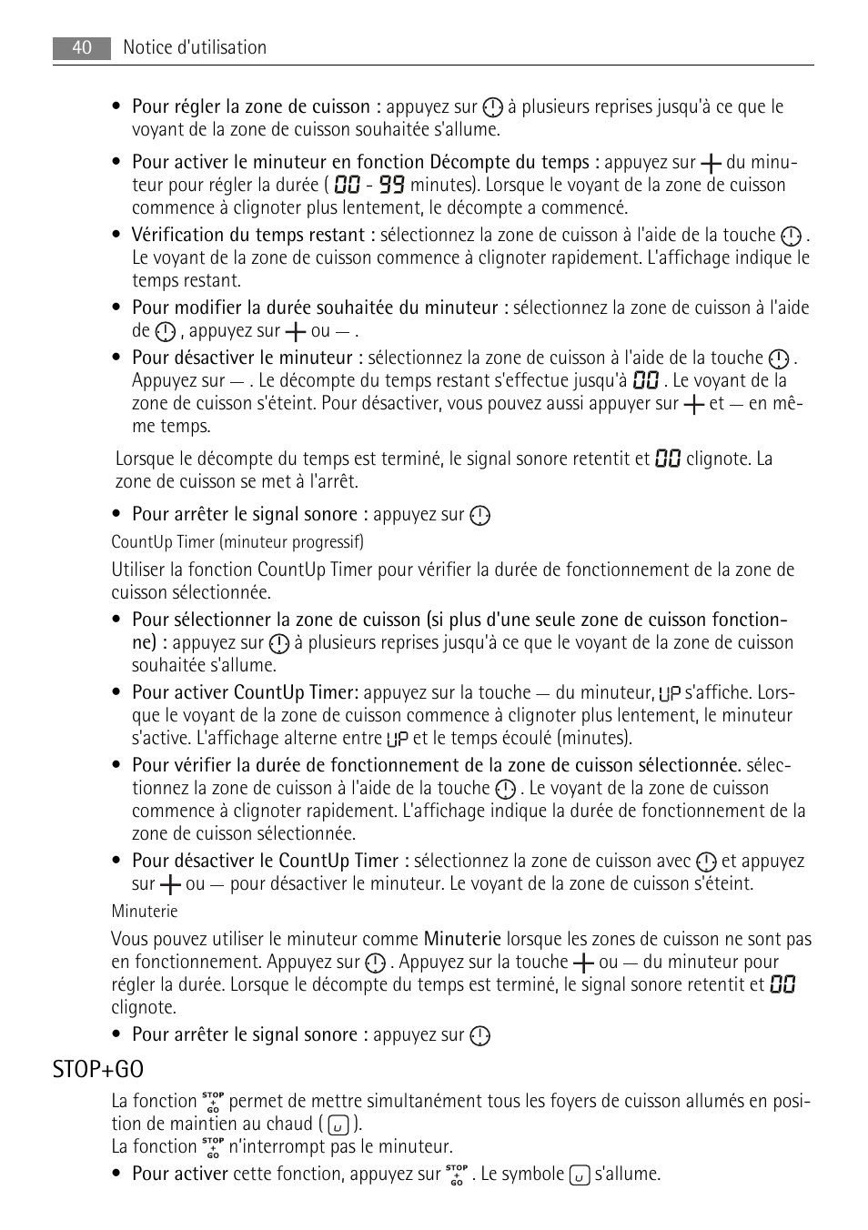 Stop+go | AEG HC652600EB User Manual | Page 40 / 76