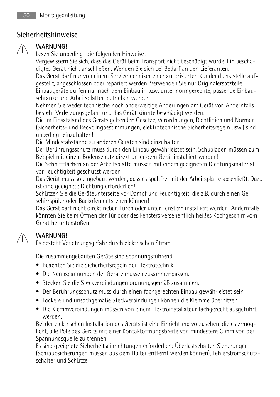 Sicherheitshinweise | AEG HC652600EB User Manual | Page 50 / 76