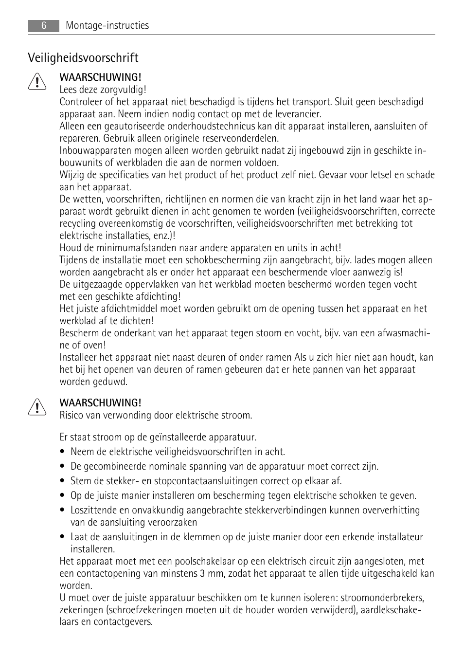 Veiligheidsvoorschrift | AEG HC652600EB User Manual | Page 6 / 76