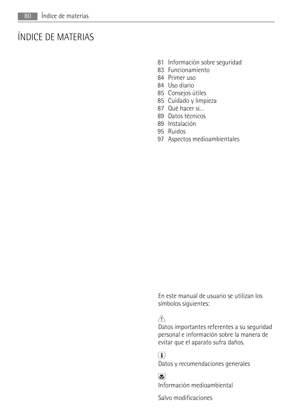 Índice de materias | AEG SKD81840S1 User Manual | Page 80 / 100