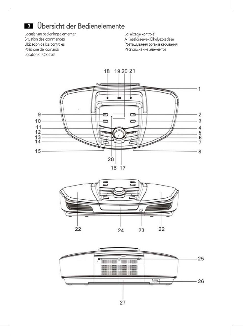 Übersicht der bedienelemente | AEG SRP 4354 BT User Manual | Page 3 / 86