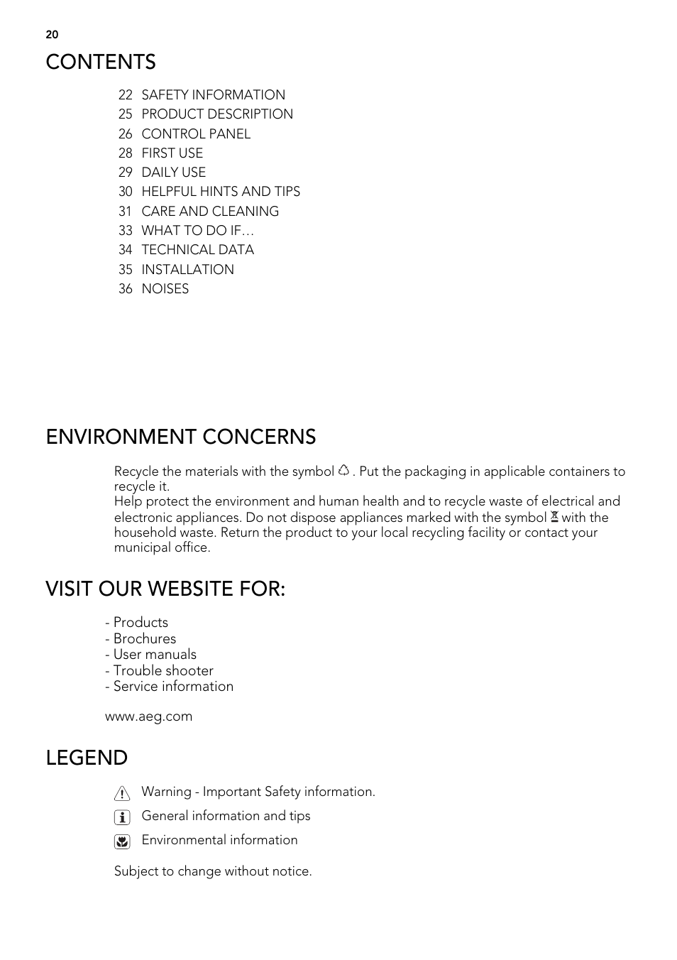AEG AGS57200S0 User Manual | Page 20 / 76