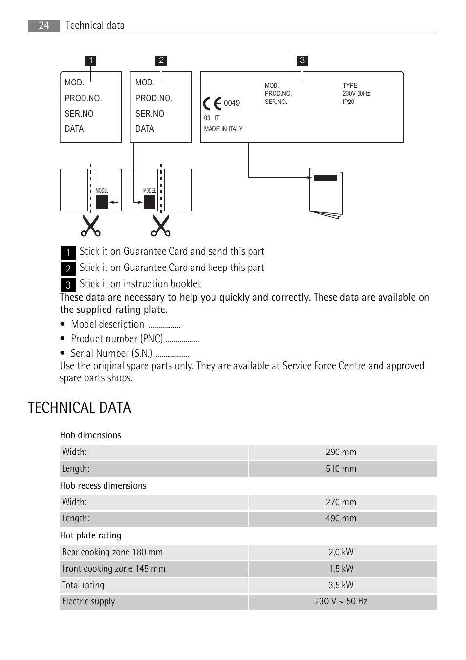 Technical data | AEG HE604000H User Manual | Page 24 / 52