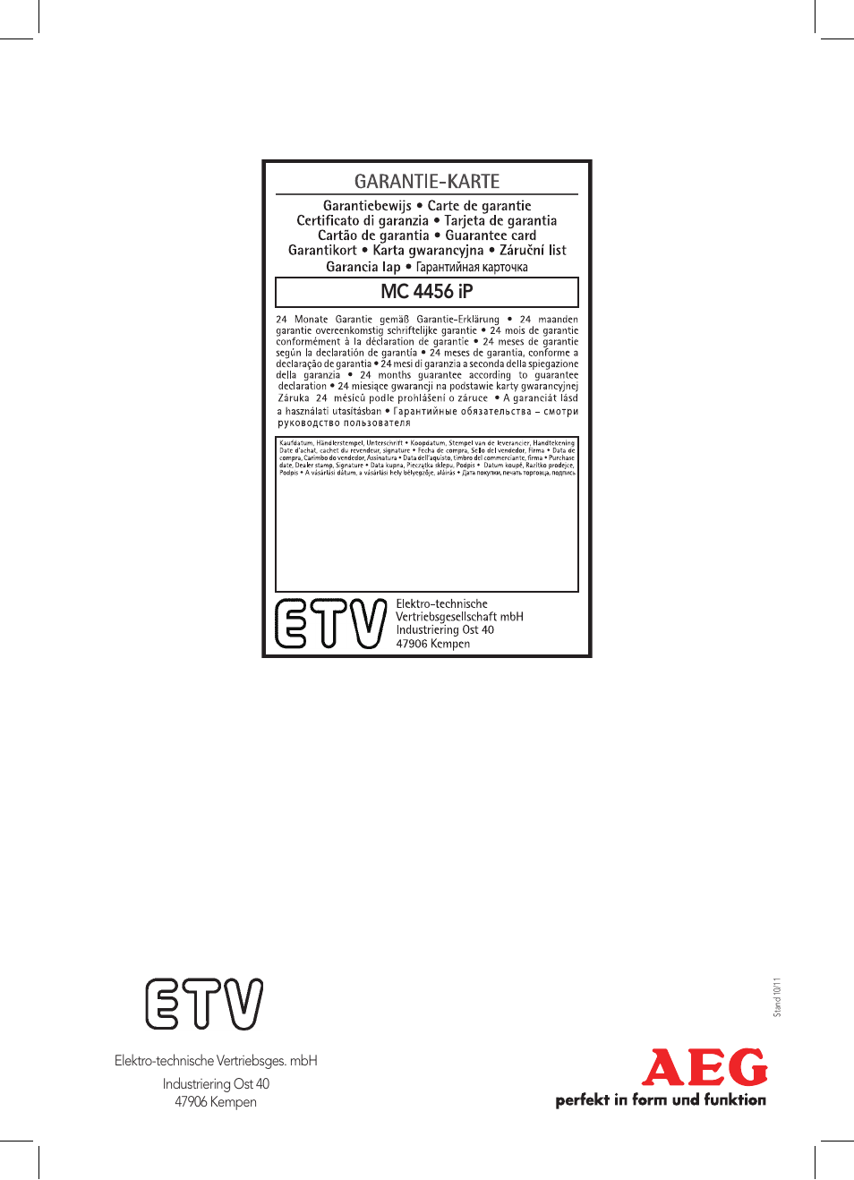 Mc 4456 ip | AEG MC 4456 iP User Manual | Page 62 / 62