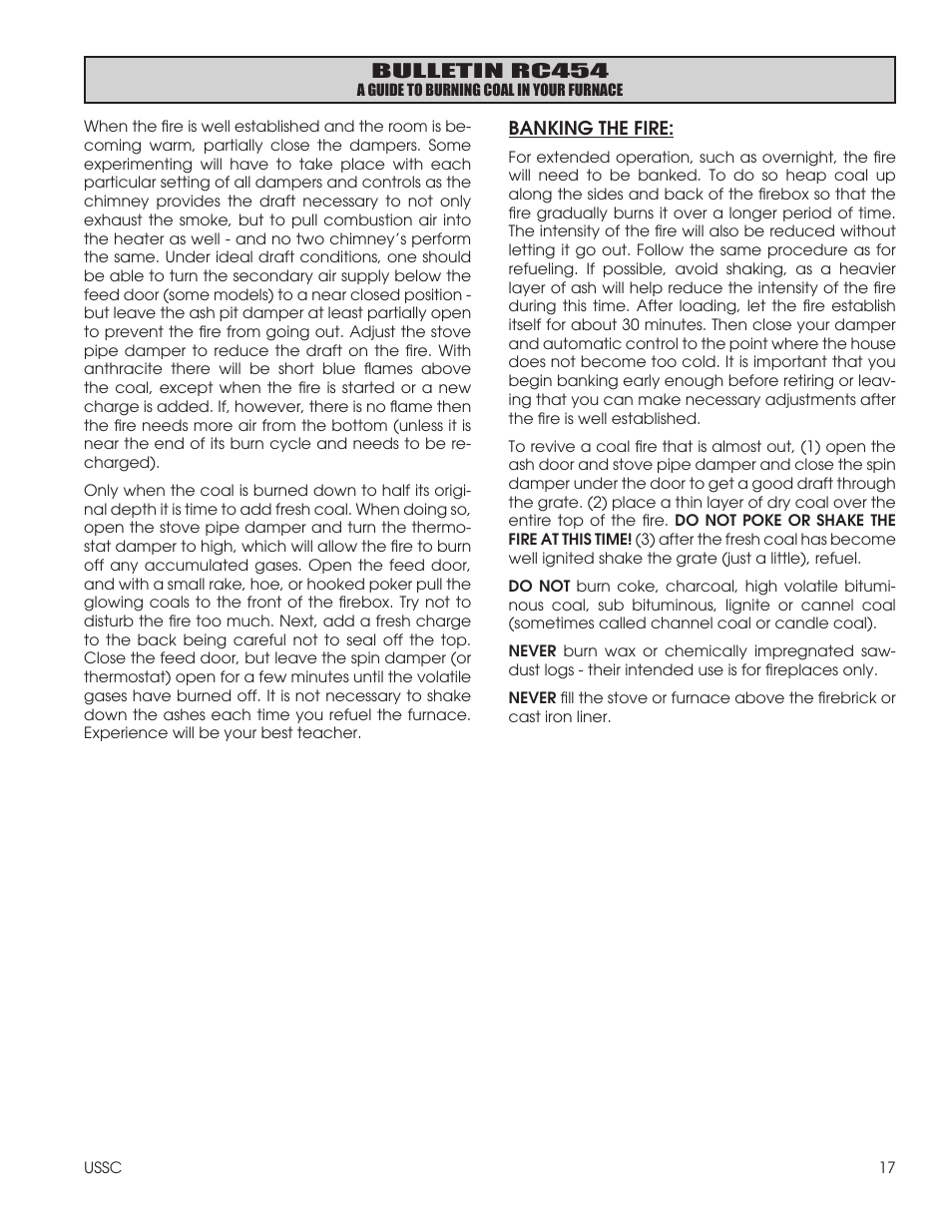 United States Stove Company 1602R User Manual | Page 17 / 20