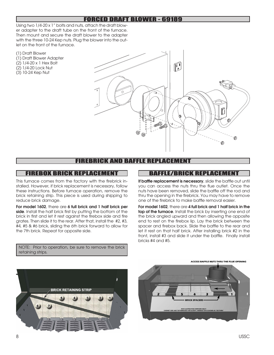 Firebox brick replacement | United States Stove Company 1602R User Manual | Page 8 / 20