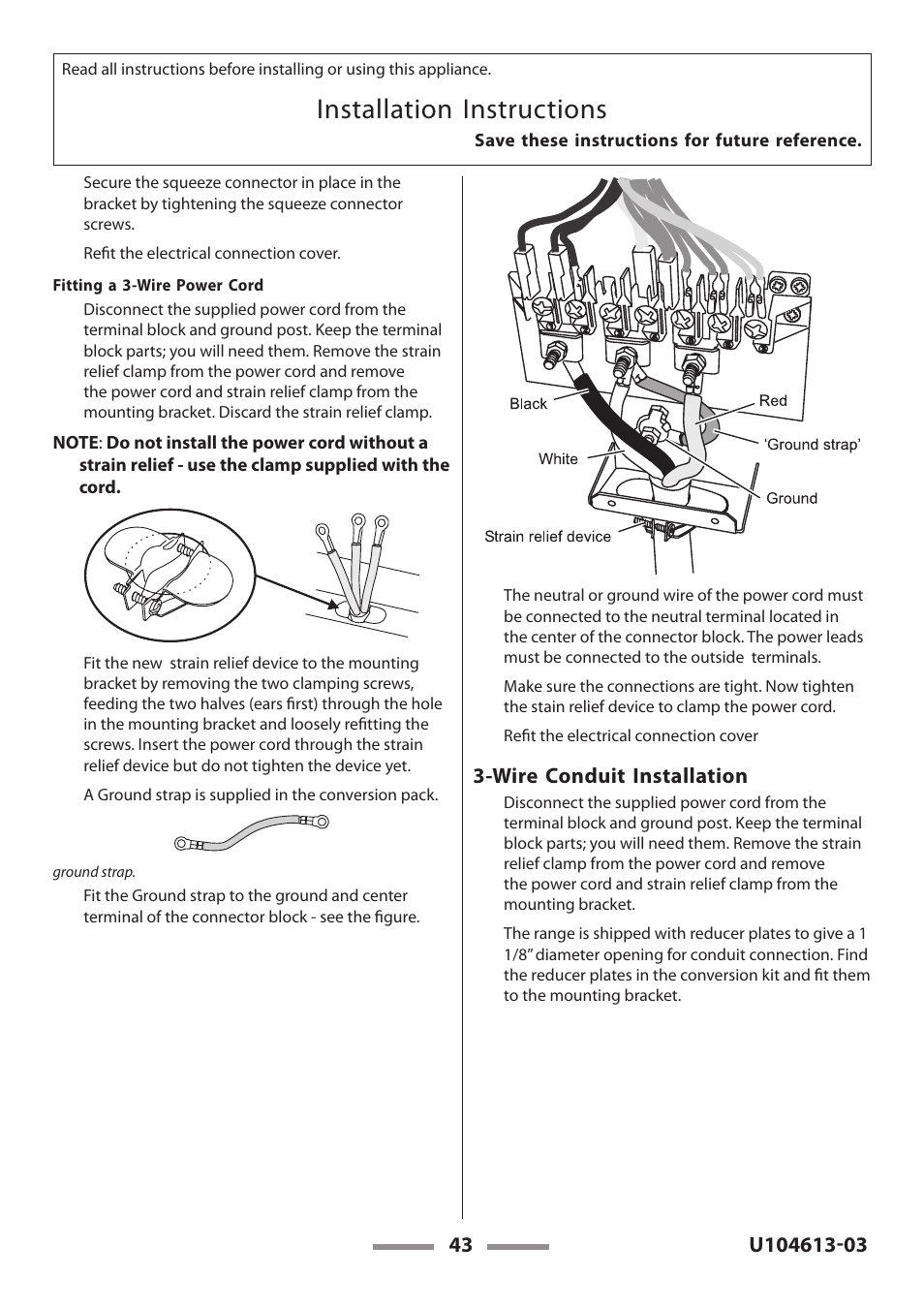 Installation instructions | Aga Ranges LEGACY 36 U104613-03 User Manual | Page 43 / 56