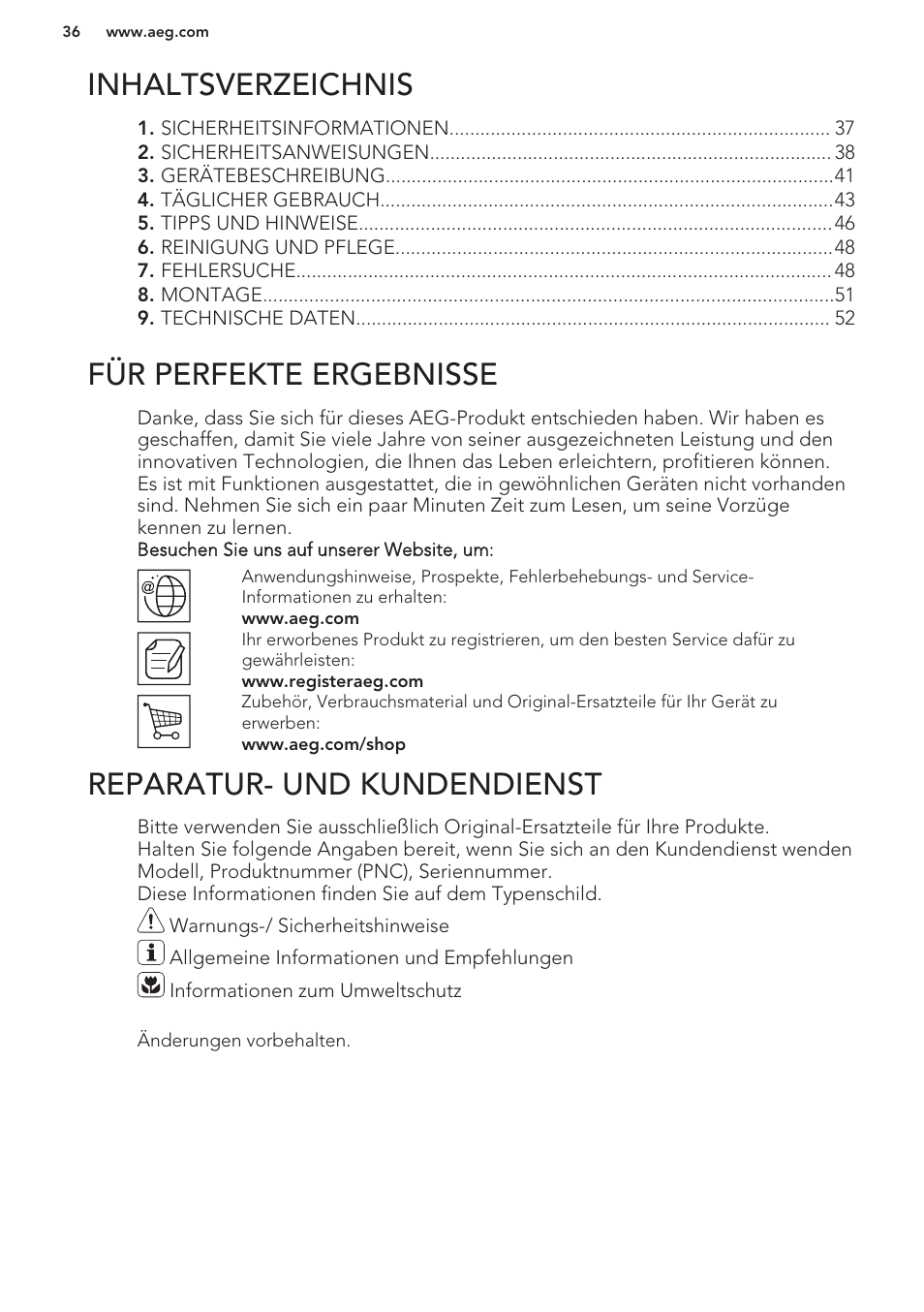 AEG HC652600EB User Manual | Page 36 / 56