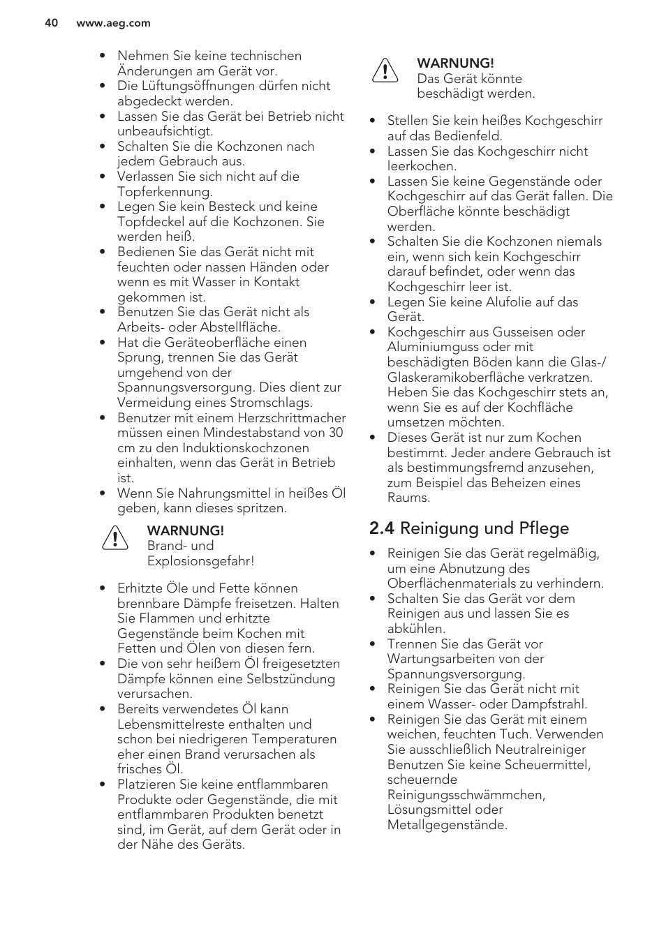 4 reinigung und pflege | AEG HC652600EB User Manual | Page 40 / 56