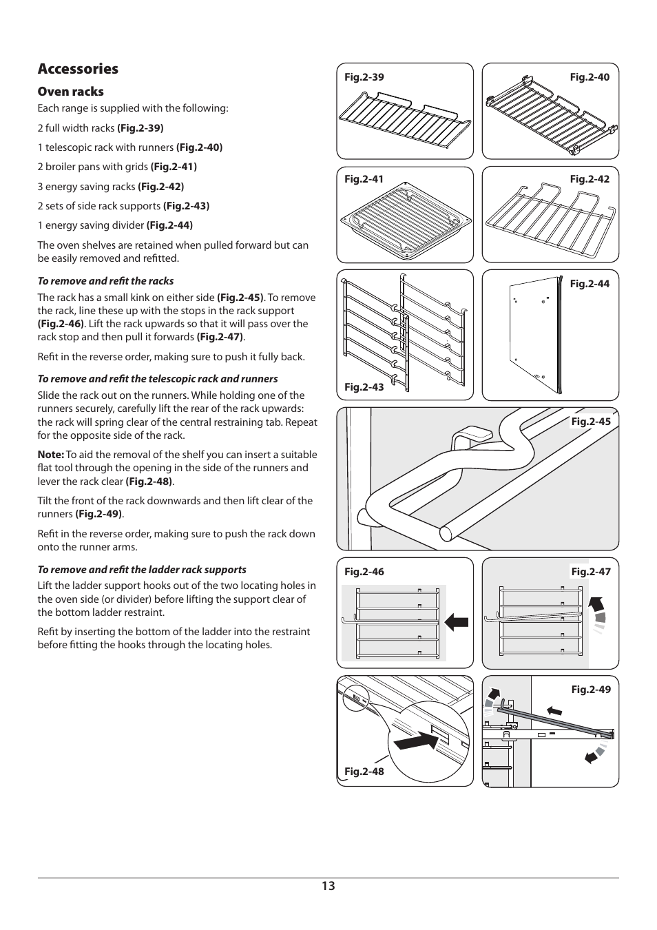 Accessories, Oven racks | Aga Ranges Pro+ Dual Fuel U110054 User Manual | Page 15 / 48