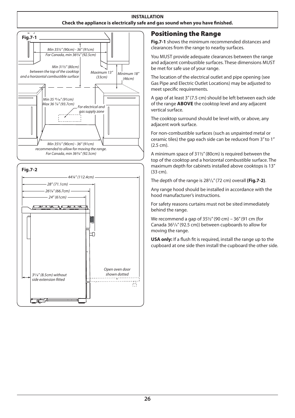Positioning the range | Aga Ranges Pro+ Dual Fuel U110054 User Manual | Page 28 / 48