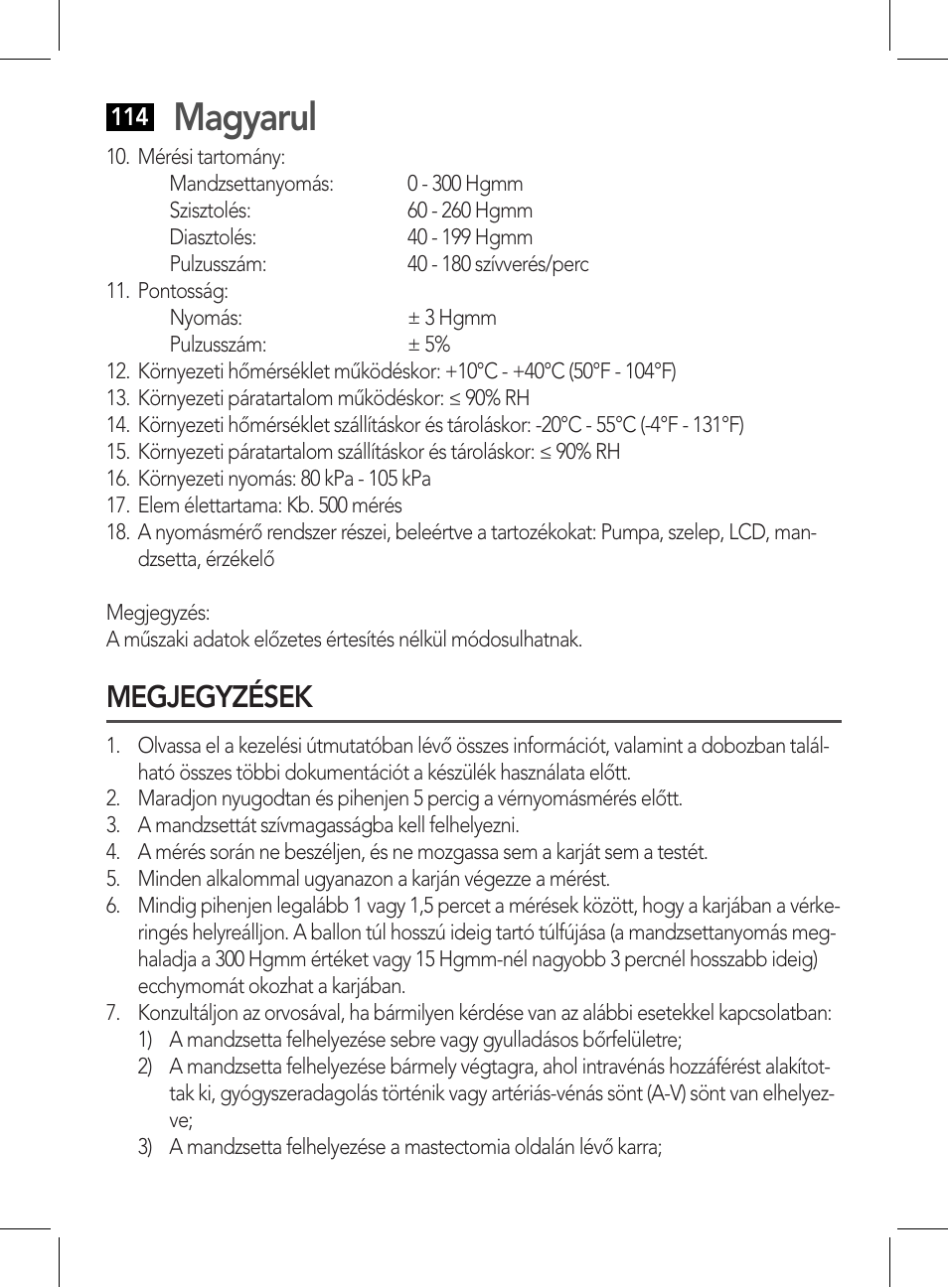 Megjegyzések, Magyarul | AEG BMG 5611 User Manual | Page 114 / 170