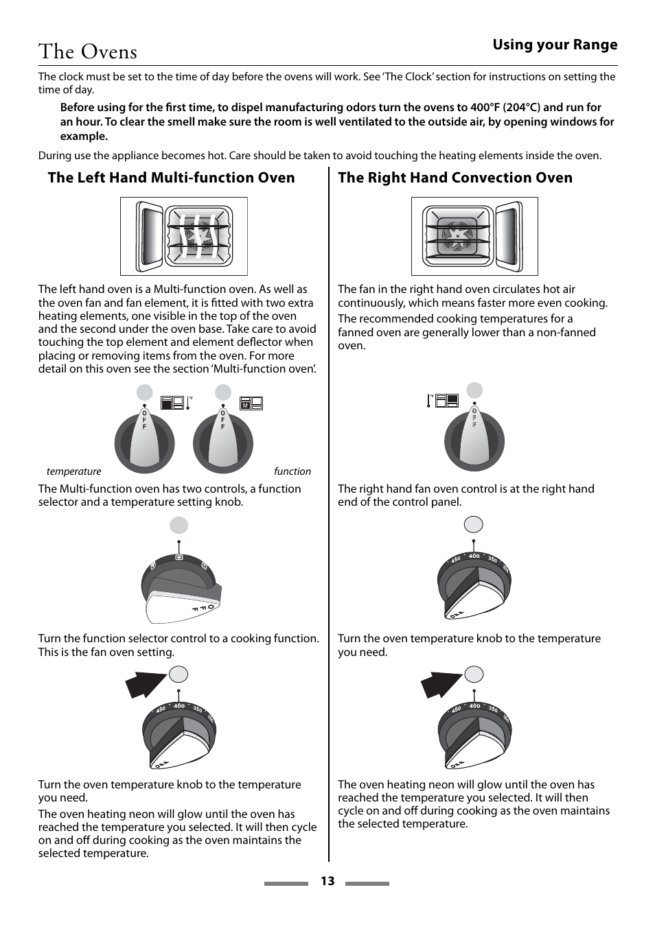 The ovens, Using your range | Aga Ranges Legacy 44 User Manual | Page 13 / 48