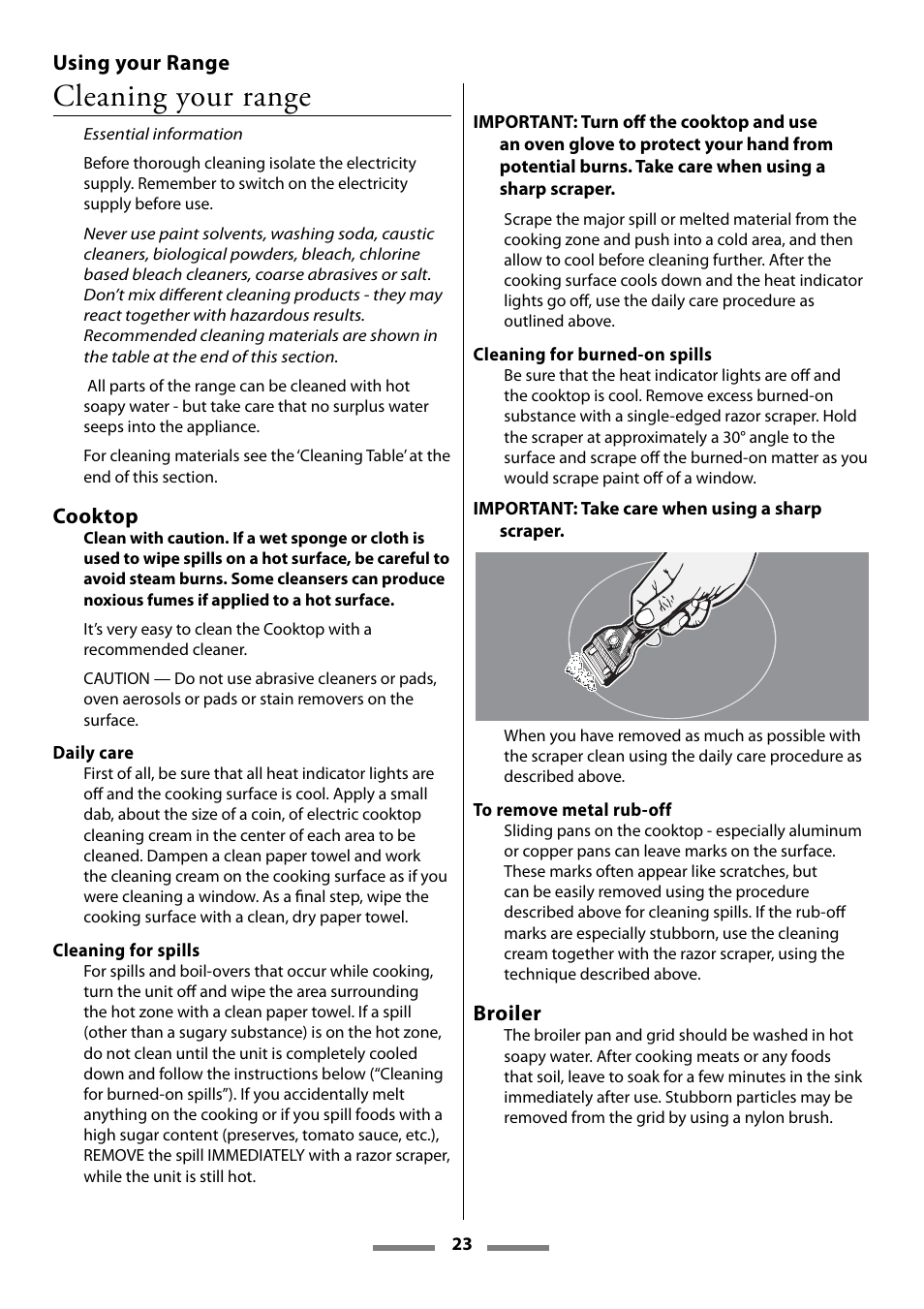 Cleaning your range | Aga Ranges Legacy 44 User Manual | Page 23 / 48