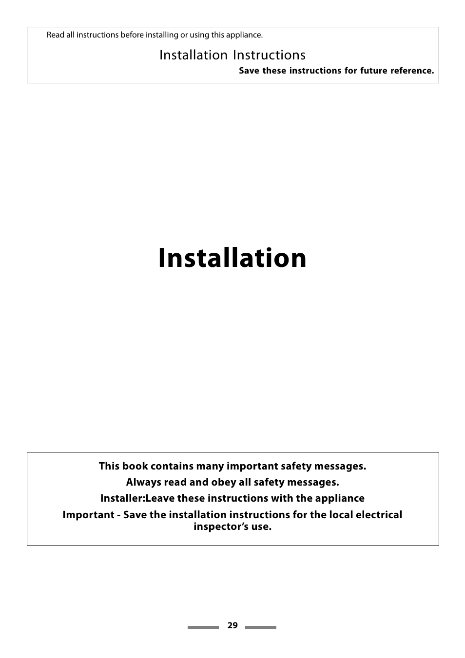 Installation | Aga Ranges Legacy 44 User Manual | Page 29 / 48