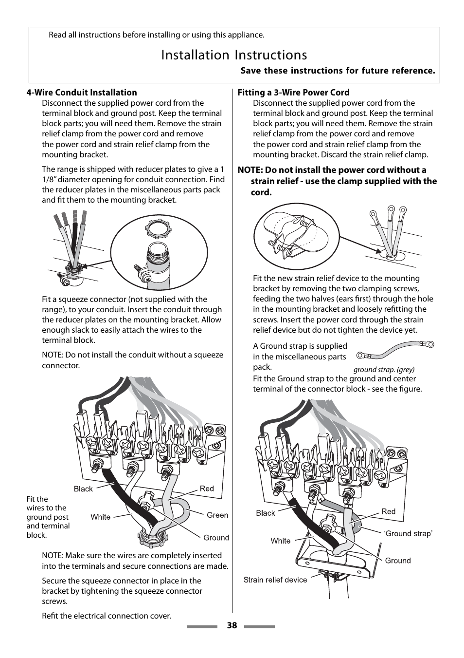 Installation instructions | Aga Ranges Legacy 44 User Manual | Page 38 / 48